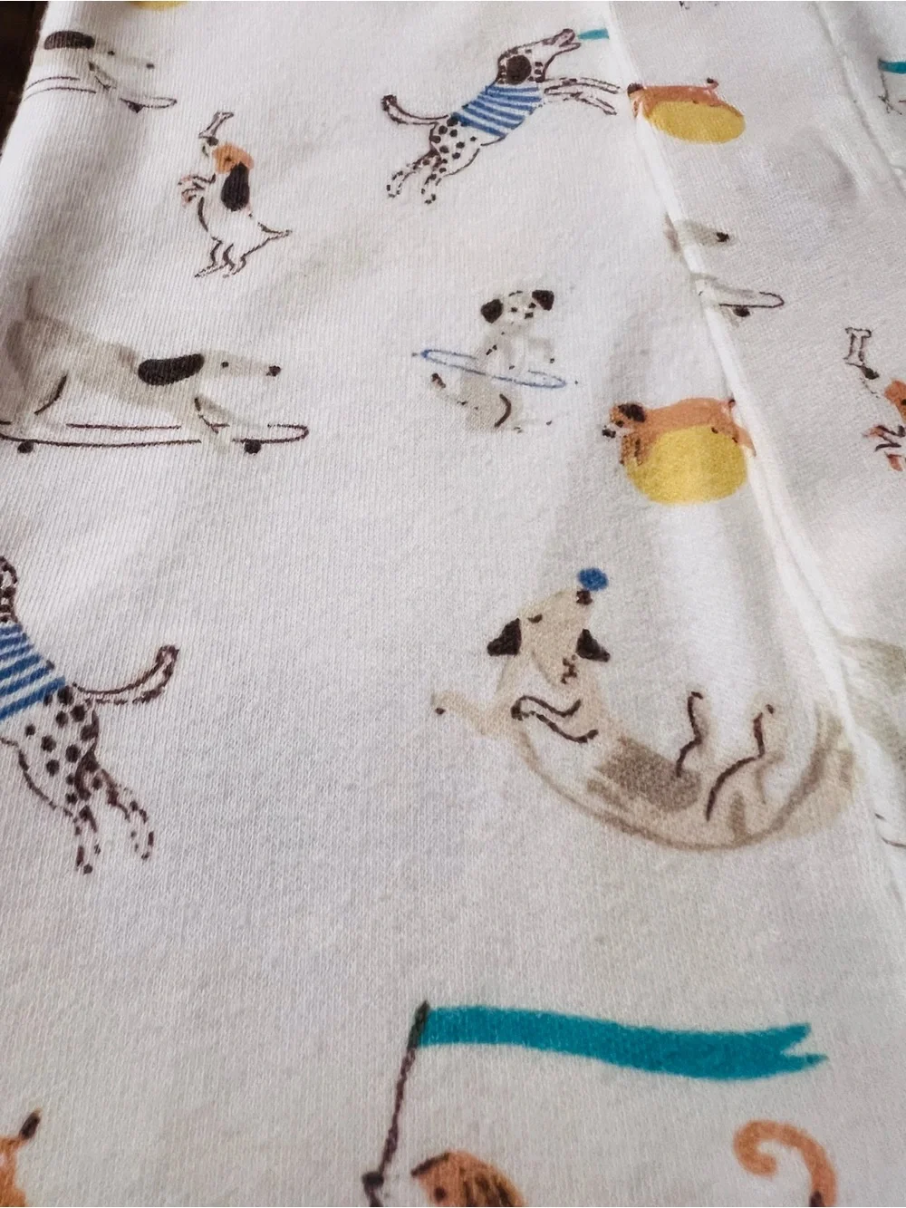 Magnetic Me White Footed One-Piece with Blue Trim and Dog Print Size 3-6 Months